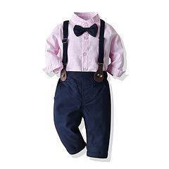 Baby Boy Bow Tie Long Sleeve Suspenders Set 2 Pcs suits