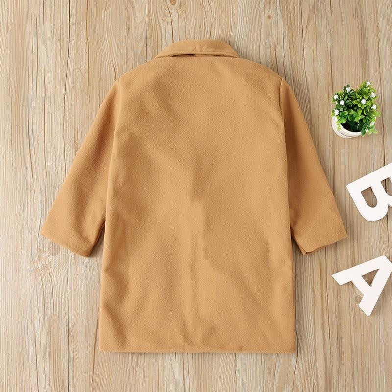 Autumn Khaki Girl Woolen Coats Solid Color Thickened Warm Jackets - MomyMall