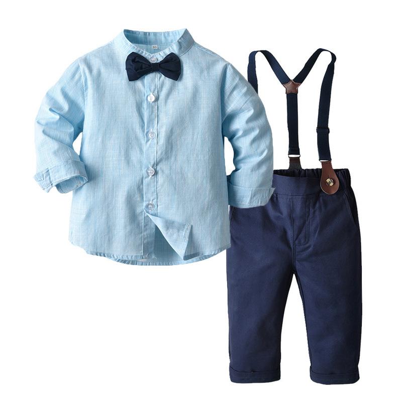 Baby Boy Bow Tie Long Sleeve Suspenders Set 2 Pcs suits