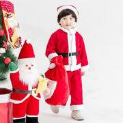 Kids Boy Girl Christmas Santa Claus Thickened Cashmere 2 Pcs Set - MomyMall Boys Christmas dress / 90cm：1-2years