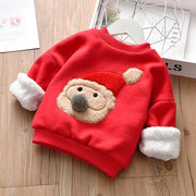 Kids Winter Plush Warm Sweater Santa Pullover - MomyMall Red / 90cm:1-2years