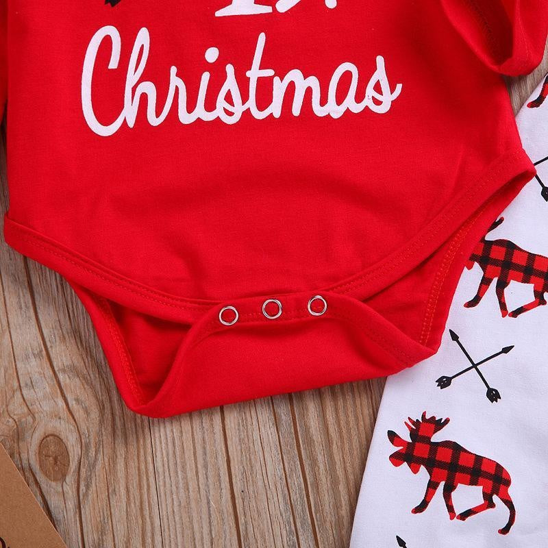 Kids Baby Long Sleeve Christmas Letter Creeper and Trousers 3 Pcs - MomyMall