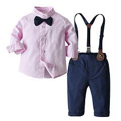 Baby Boy Bow Tie Long Sleeve Suspenders Set 2 Pcs suits