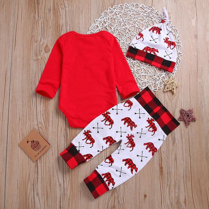 Kids Baby Long Sleeve Christmas Letter Creeper and Trousers 3 Pcs - MomyMall