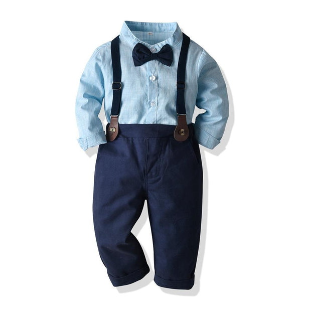 Baby Boy Bow Tie Long Sleeve Suspenders Set 2 Pcs suits