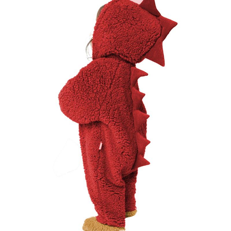 Baby Dinosaur Jumpsuit Thickened Warm Coral Fleece Romper