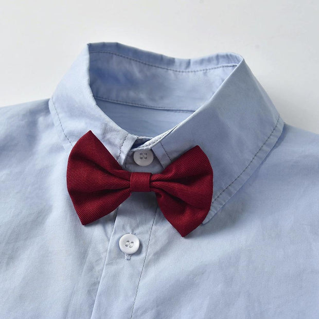 Long-sleeved Blue Bow Tie Baby Boy Formal 2 Pcs Set - MomyMall