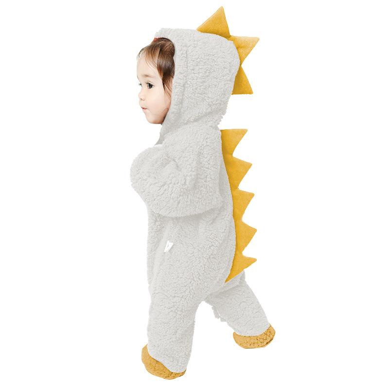 Baby Dinosaur Jumpsuit Thickened Warm Coral Fleece Romper