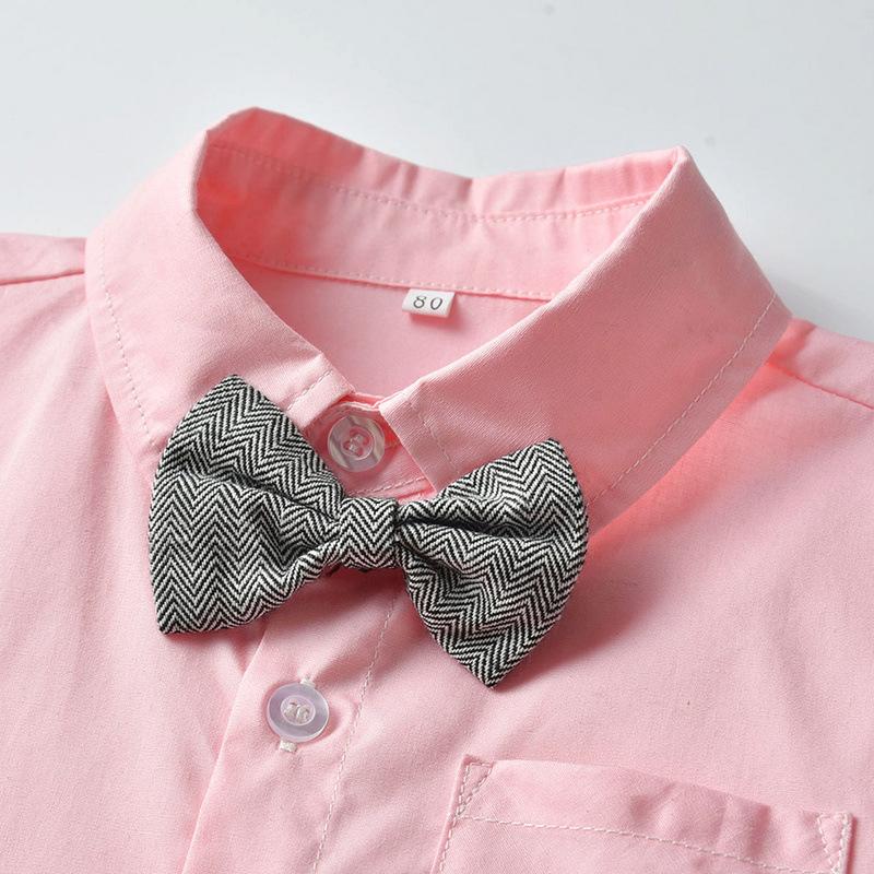 Pink Bow Tie Suit Baby Boy 2 Pcs Set - MomyMall