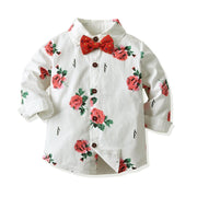 Baby Boy Floral Long Sleeve Suspenders Set 2 Pcs suits