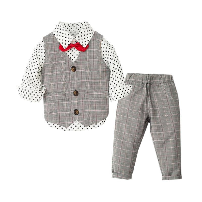 Gentleman Suit Baby Boy 2 Pcs Formal Set - MomyMall grey / 1-2 Years