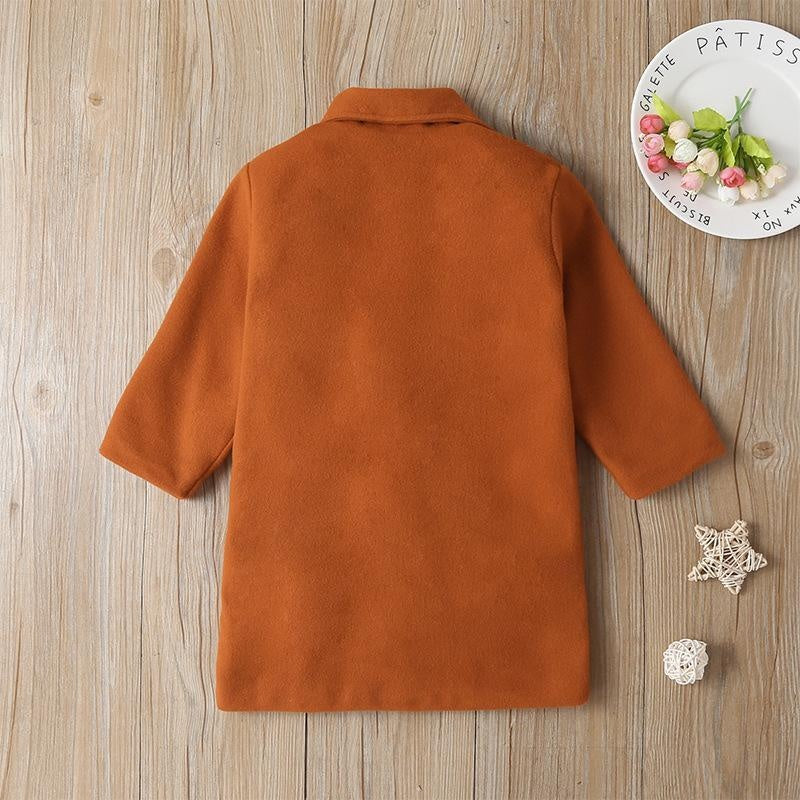 Autumn Khaki Girl Woolen Coats Solid Color Thickened Warm Jackets - MomyMall