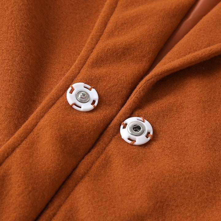 Autumn Khaki Girl Woolen Coats Solid Color Thickened Warm Jackets - MomyMall