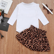 Baby Girl Spring Long Sleeve Ruffle Jumpsuit Leopard Print Outfits 3PCS 0-24M