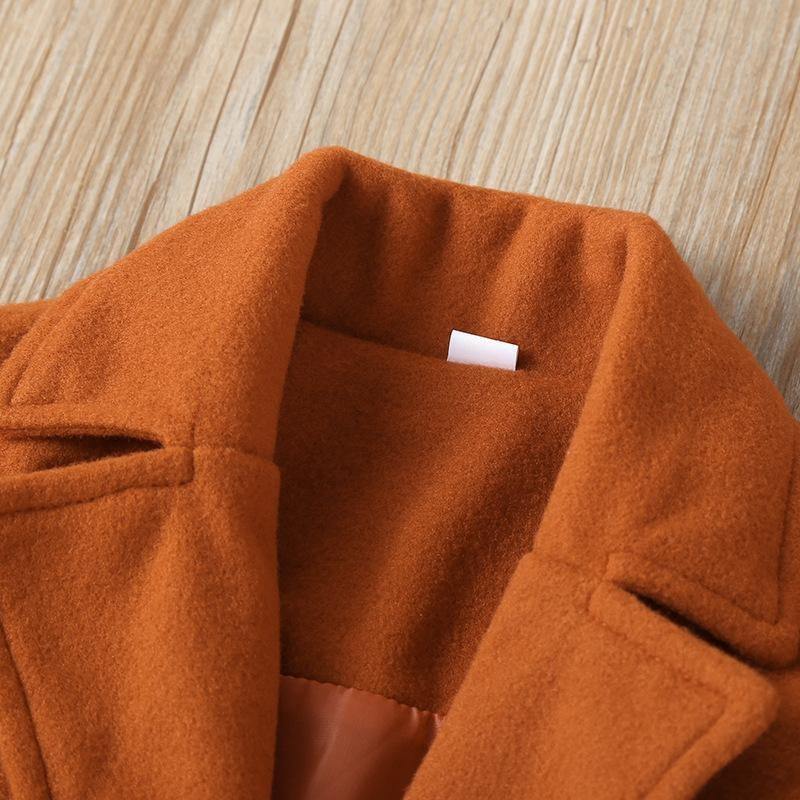 Autumn Khaki Girl Woolen Coats Solid Color Thickened Warm Jackets - MomyMall