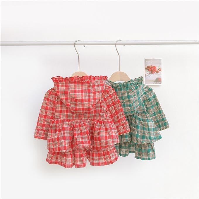 Children Baby Girl Lolita Dress Plaid Style Dress+Hat 2 Pcs - MomyMall