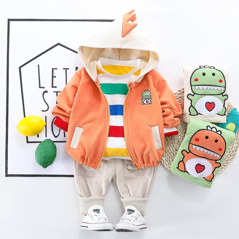 Kids Boy Autumn Dinosaur Jacket+Blouse+Bottoms 3 Pcs Set Suit - MomyMall