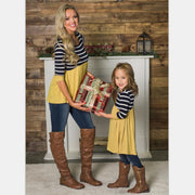 Family Matching Women Stitching Striped Top Parent-child Shirts - MomyMall Yellow / S