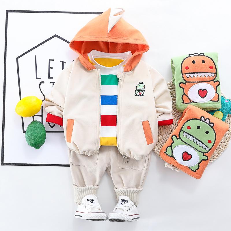 Kids Boy Autumn Dinosaur Jacket+Blouse+Bottoms 3 Pcs Set Suit - MomyMall