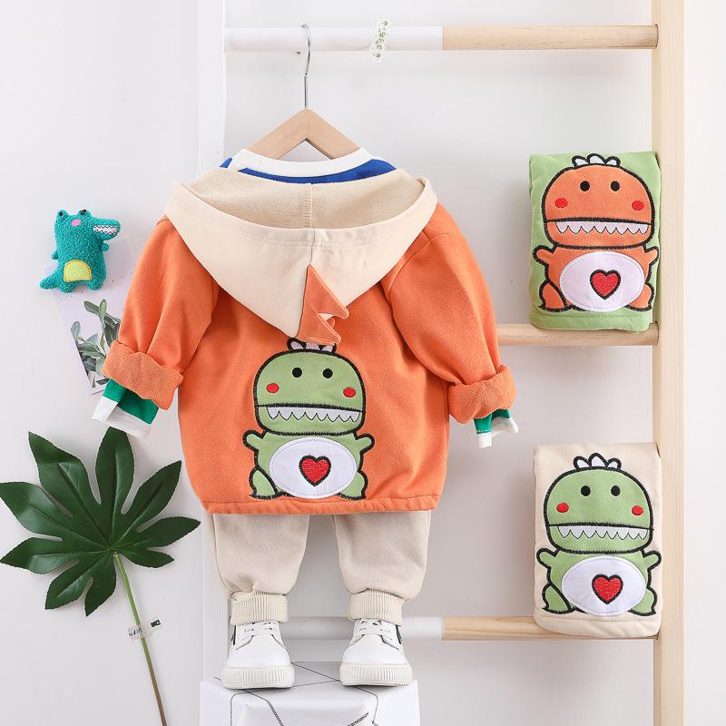 Kids Boy Autumn Dinosaur Jacket+Blouse+Bottoms 3 Pcs Set Suit - MomyMall