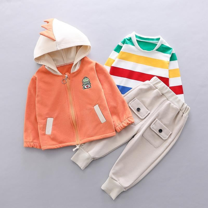 Kids Boy Autumn Dinosaur Jacket+Blouse+Bottoms 3 Pcs Set Suit - MomyMall