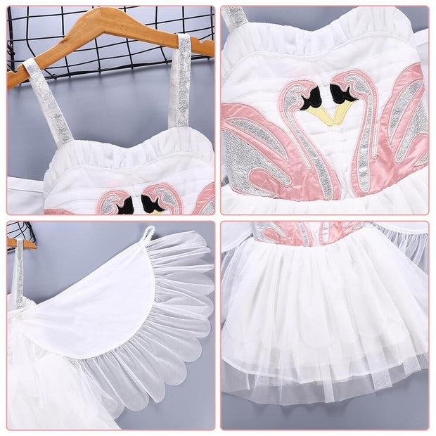 Girls Cute Swan Party Dress With Wings - MomyMall