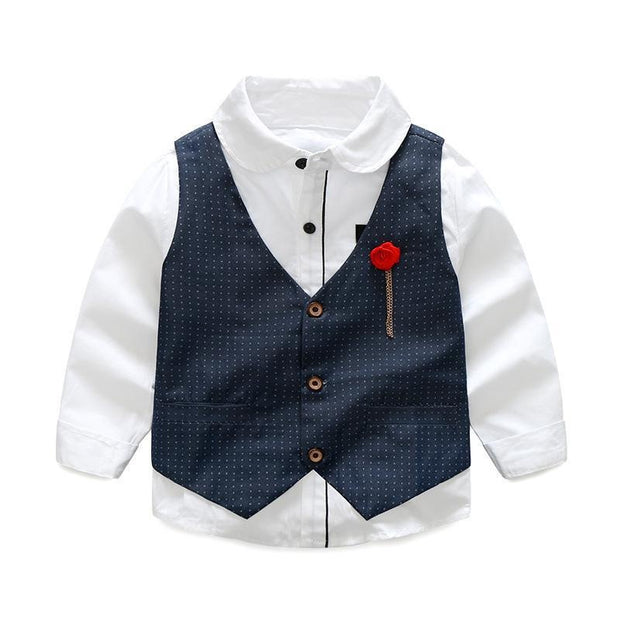 Boy Long-sleeved Set Wedding Birthday 2 Pcs Suits - MomyMall