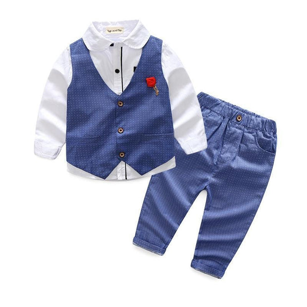 Boy Long-sleeved Set Wedding Birthday 2 Pcs Suits - MomyMall