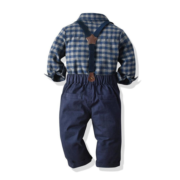 Plaid Suspenders Baby Boy Set 2 Pcs suits