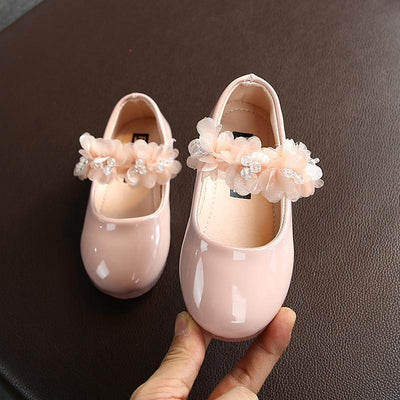 Girl's Pure Color Rhinestone Lace Small Single Shoes - MomyMall Pink / US6/EU22/UK5Toddle