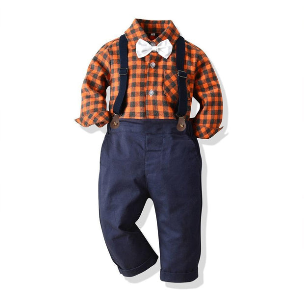 Plaid Suspenders Baby Boy Set 2 Pcs suits