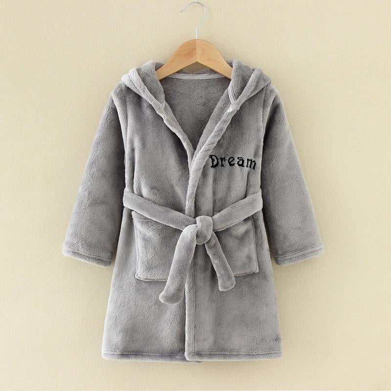 Boy Girl Bathrobe Winter Cartoon Nightgown Pajamas - MomyMall grey / 2-3 Years