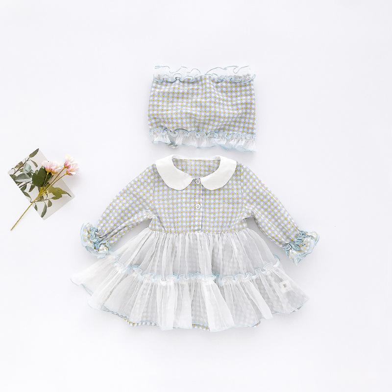 Kids Dress Lolita Little Flower Doll Collar Skirt Sweet Mesh Princess Dress With Hats 2 Pcs - MomyMall