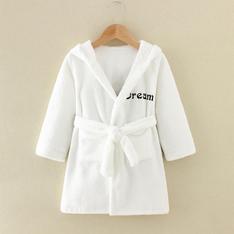 Boy Girl Bathrobe Winter Cartoon Nightgown Pajamas - MomyMall white / 2-3 Years