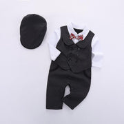 Climb Gentleman Bow Baby Romper Formal 3 Pcs Suits - MomyMall Black / 3-6 Months