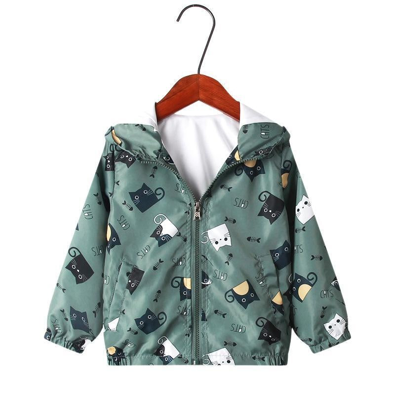 Kid Boy Girl Windbreaker Girls Hooded Cartoon Coat