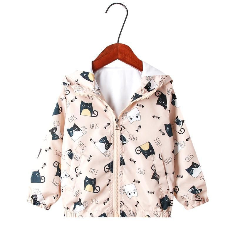 Enfant garçon fille coupe-vent filles manteau de dessin animé à capuche 