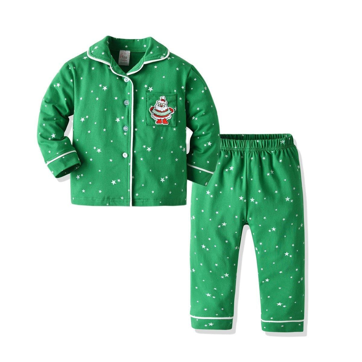 Christmas Green Pajamas Set Baby Boy Casual 2 Pcs Suits - MomyMall Green / 2-3 Years