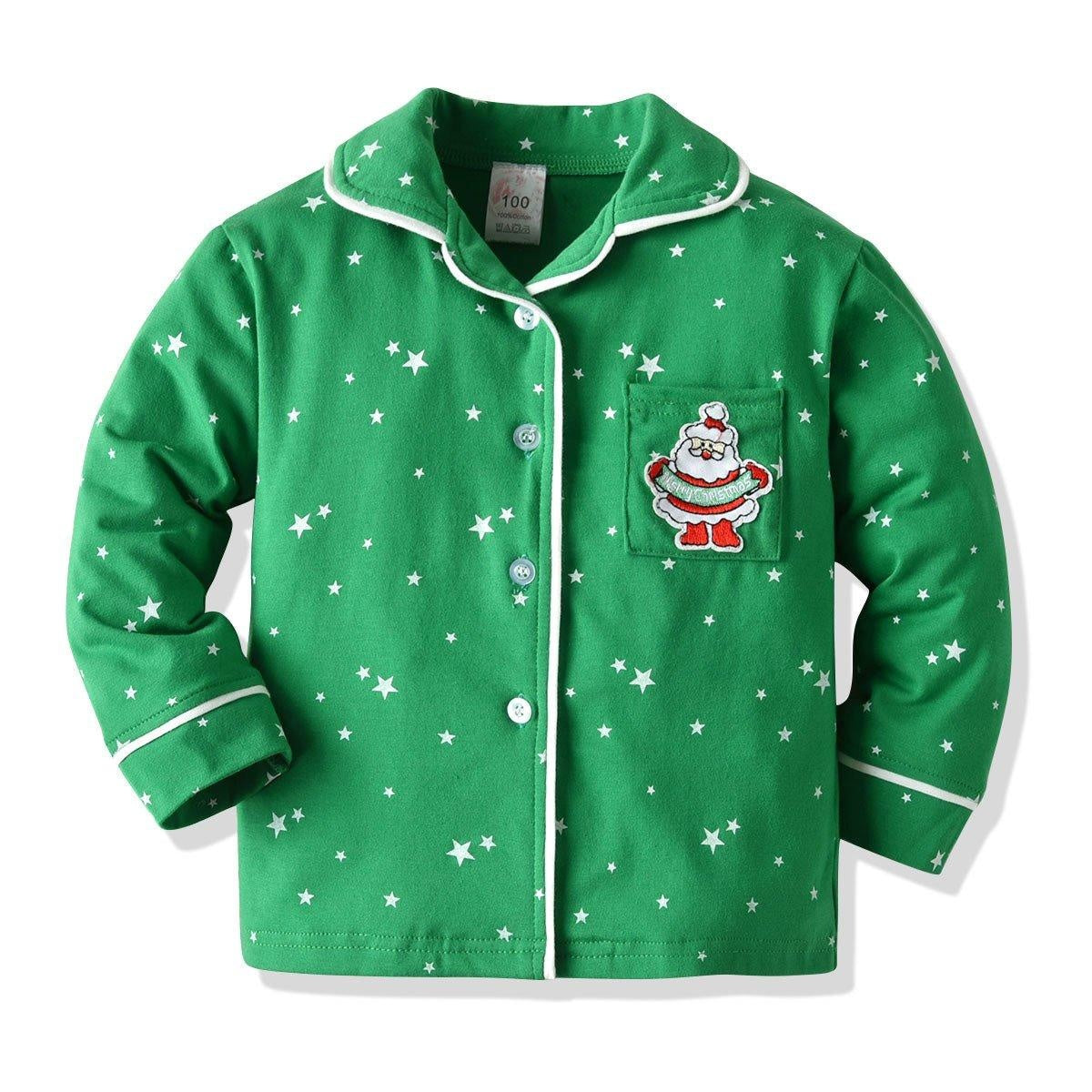 Christmas Green Pajamas Set Baby Boy Casual 2 Pcs Suits - MomyMall