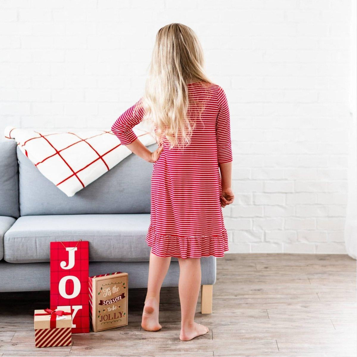 Family Matching Mid-sleeve Pocket Leaf Parent-child Dresses