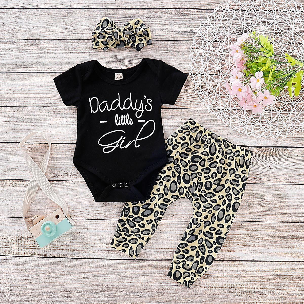 “Daddy's little girl" Leopard Printed Baby Set - MomyMall