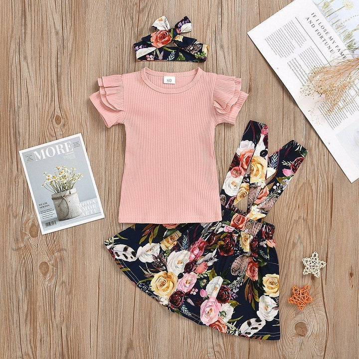 Sweet Floral Printed Baby Skirt Set - MomyMall