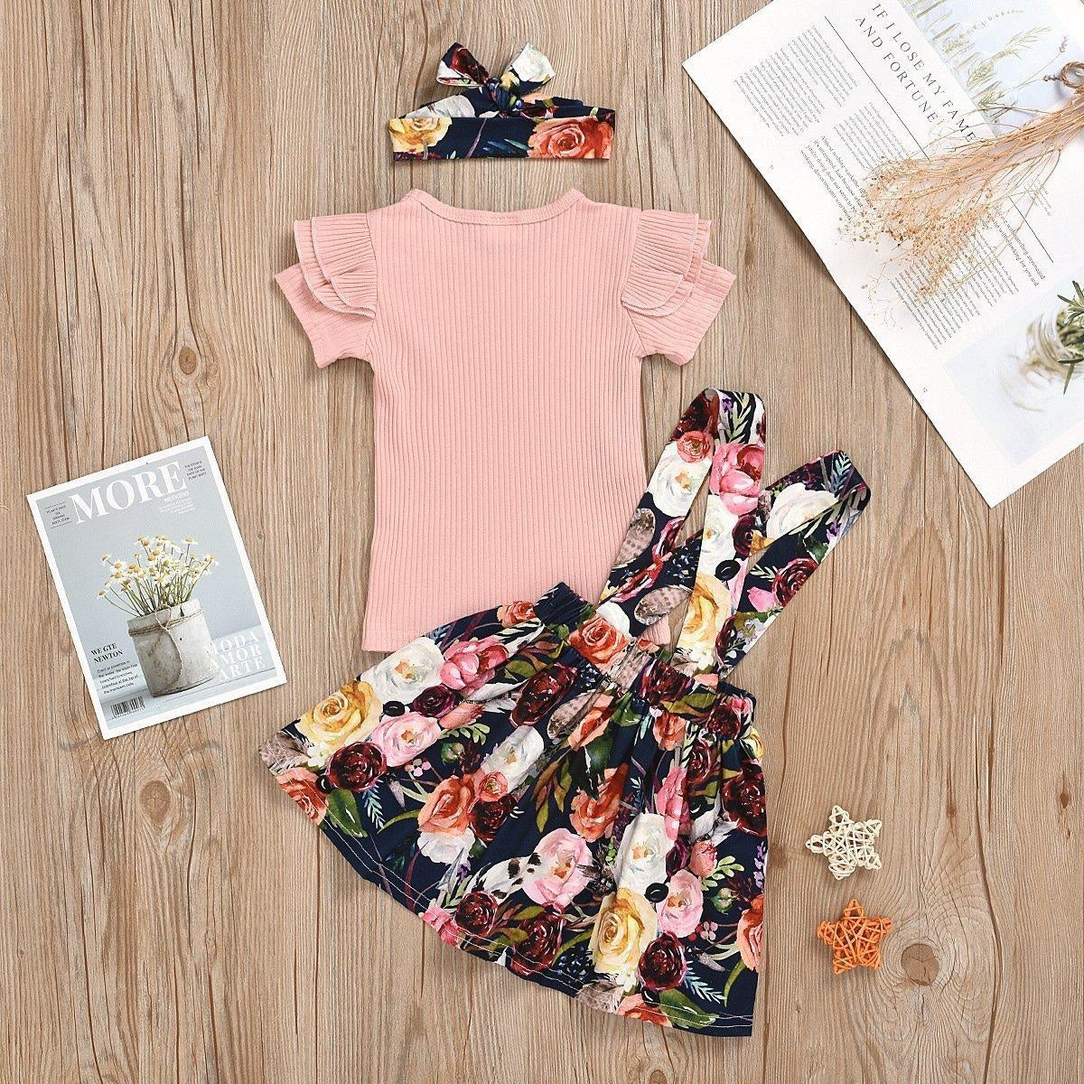 Sweet Floral Printed Baby Skirt Set - MomyMall