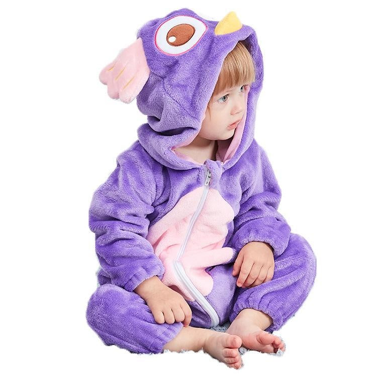 Baby Girl Animal Romper Warm Winter Pajamas - MomyMall