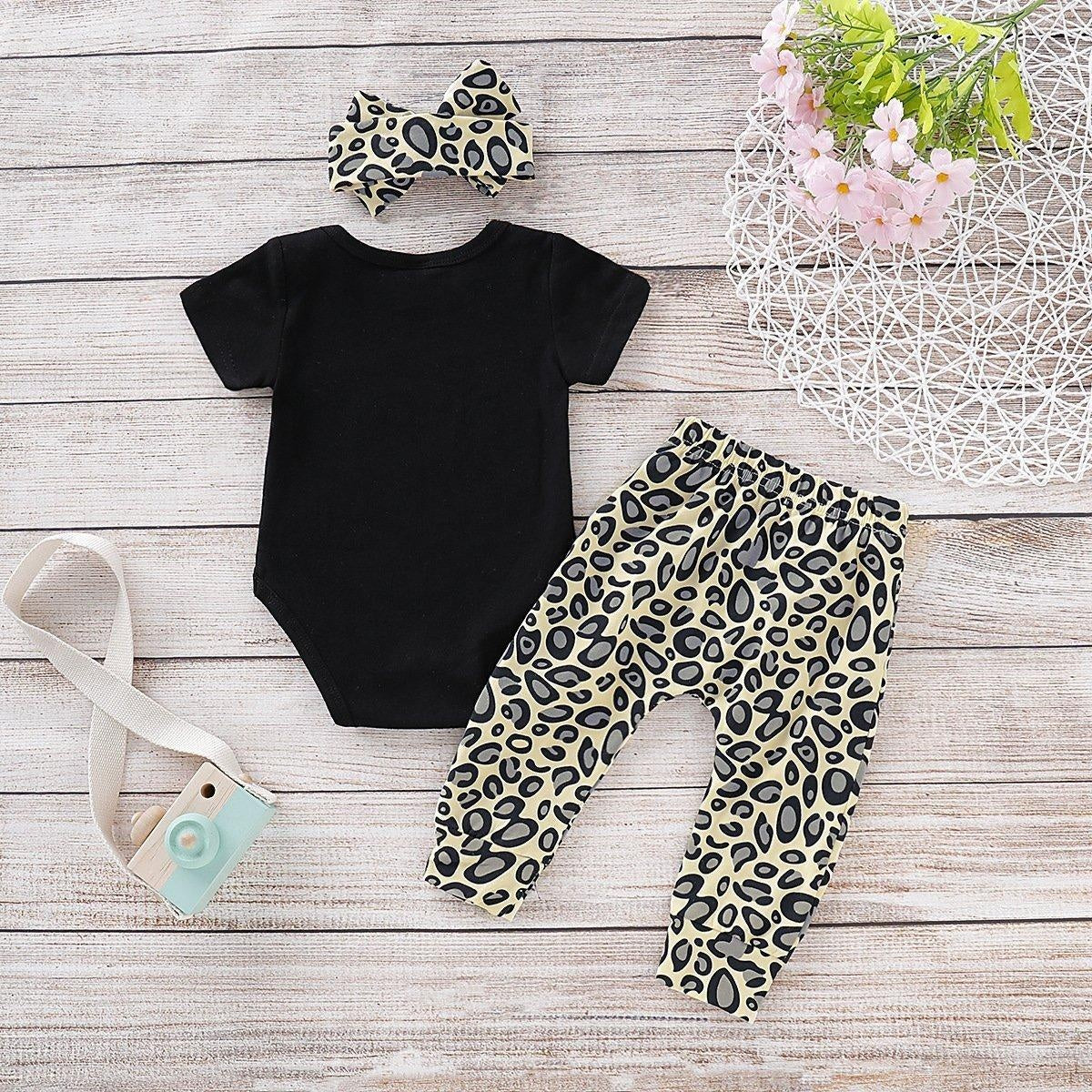 “Daddy's little girl" Leopard Printed Baby Set - MomyMall