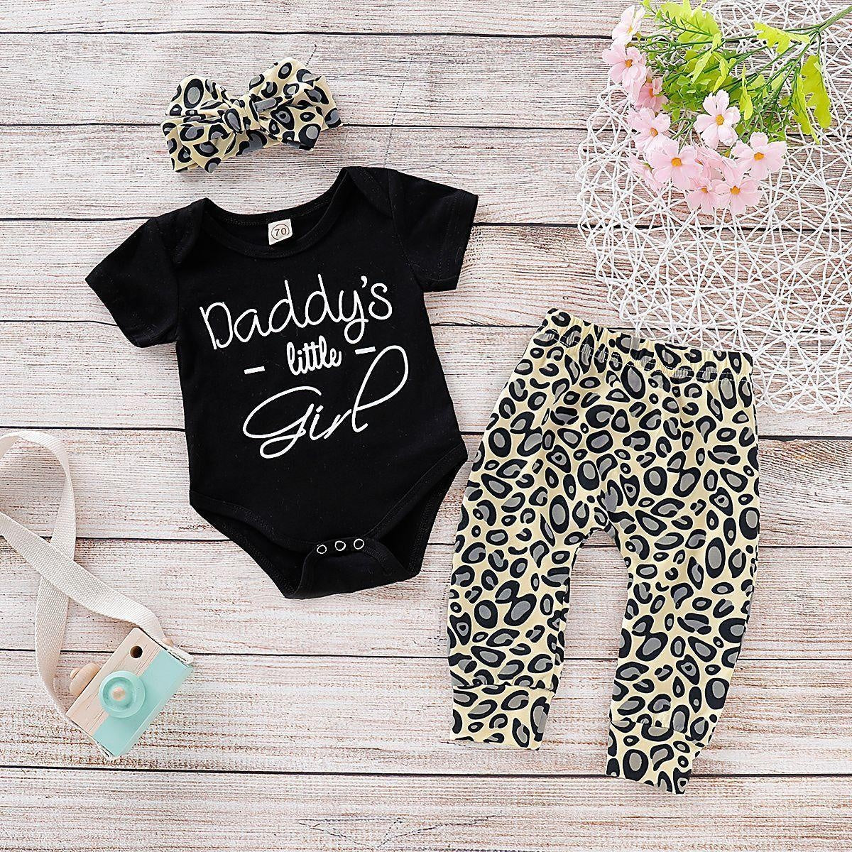 “Daddy's little girl" Leopard Printed Baby Set - MomyMall