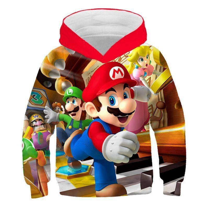 Kid Cartoon Super Mario Game Animation 3D Digital Printing Hoodie - MomyMall Red / 2-3 Years