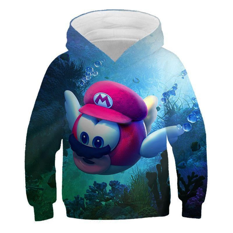 Kid Cartoon Super Mario Game Animation 3D Digital Printing Hoodie - MomyMall