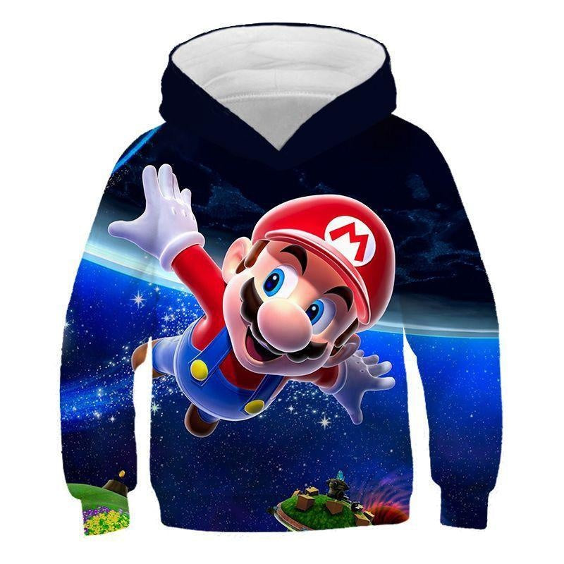 Kid Cartoon Super Mario Game Animation 3D Digital Printing Hoodie - MomyMall Navy / 2-3 Years