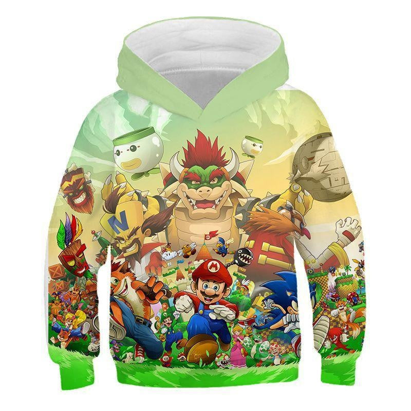 Kid Cartoon Super Mario Game Animation 3D Digital Printing Hoodie - MomyMall